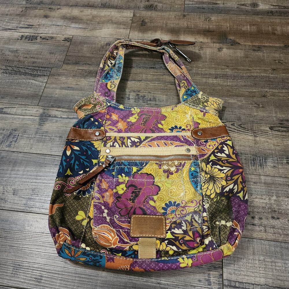 Fossil canvas floral handbag purse Pre-owned